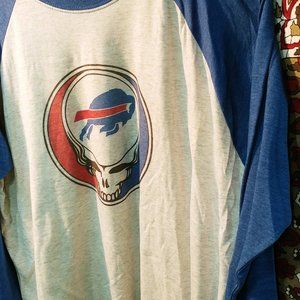 Buffalo Bills Grateful Dead Shakedown Baseball Style T-shirt Raglan 3/4 sleeve